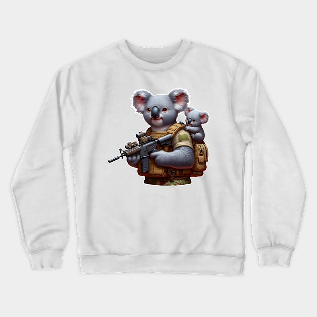 Tactical Koala Crewneck Sweatshirt by Rawlifegraphic